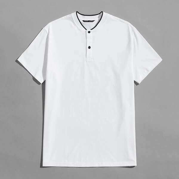 

Men Contrast Binding Polo Shirt, White