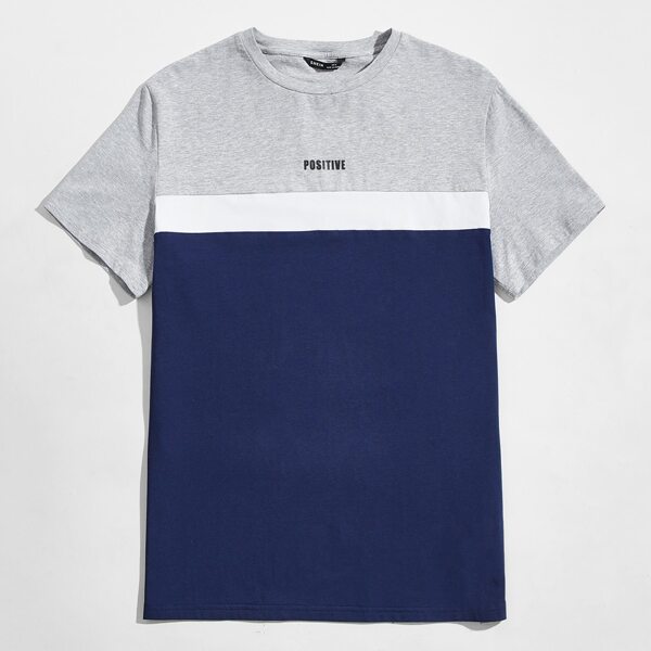 

Men Letter Graphic Colorblock Tee, Multicolor