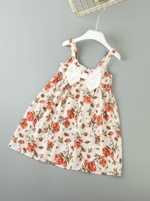Toddler Girl Allover Floral Bow Front Dress