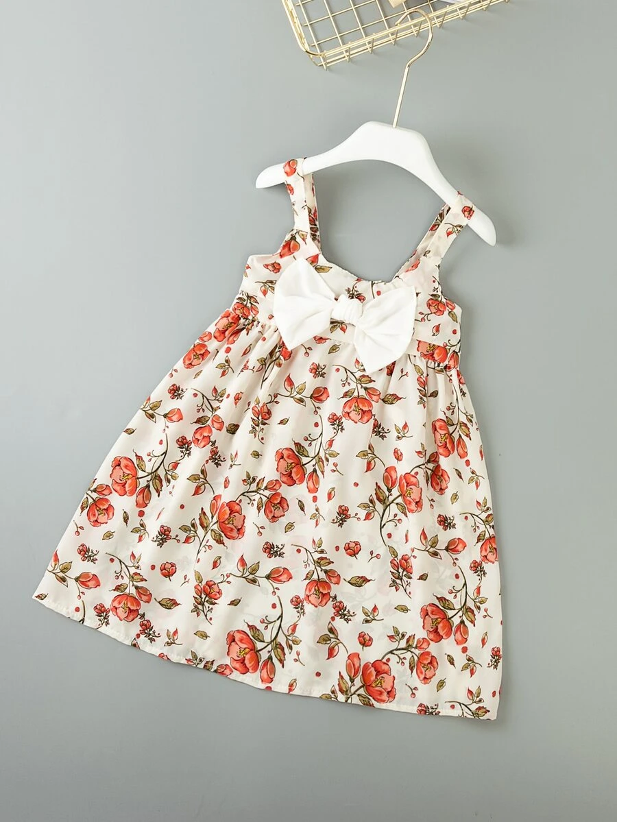 Toddler Girl Allover Floral Bow Front Dress