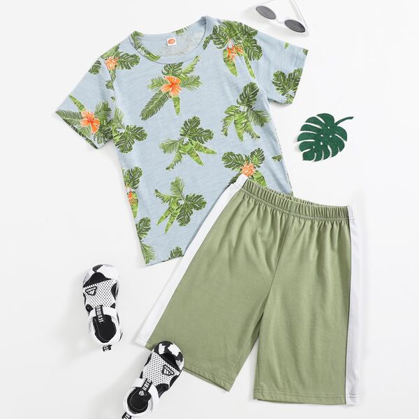 

Boys Tropical Print Tee & Track Shorts, Multicolor
