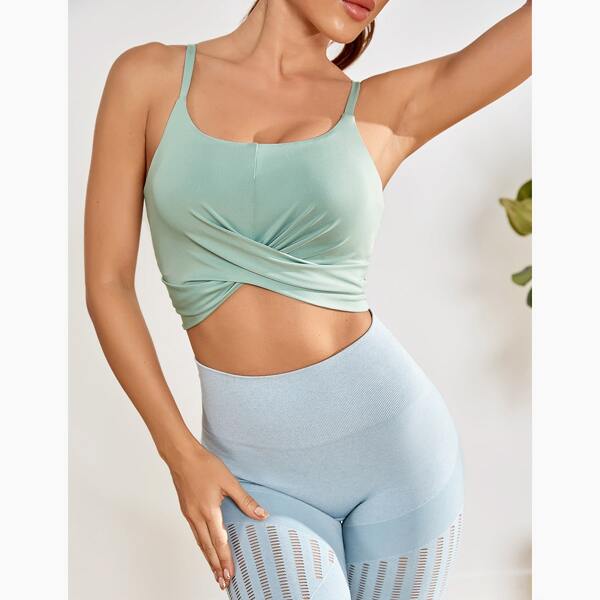 

Medium Support Criss Cross Sports Bra, Mint green