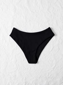 Swim Basics Summer Beach Rib Bikini Panty - Black - View 1