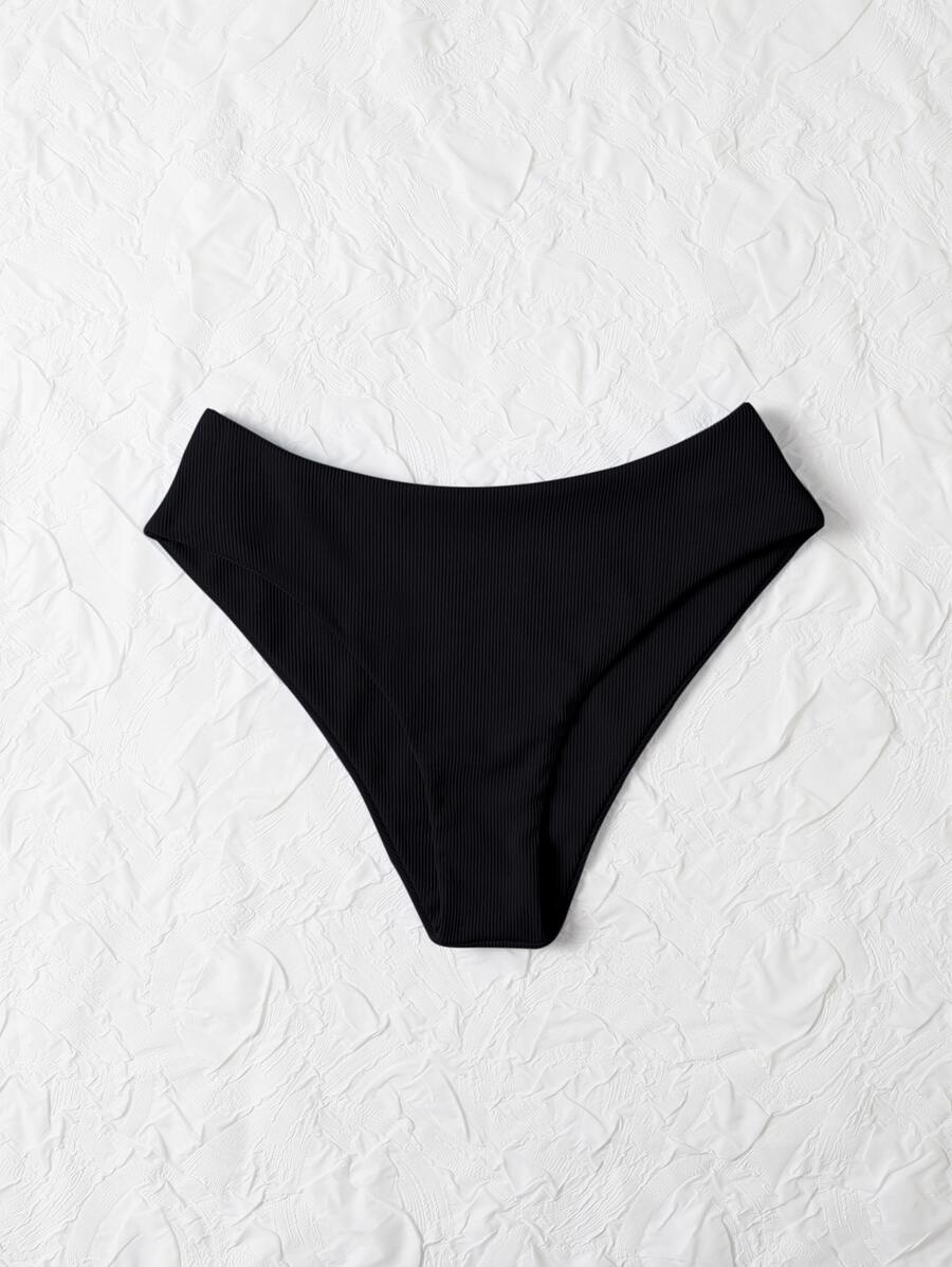 Swim Basics Summer Beach Rib Bikini Panty - Black - View 1