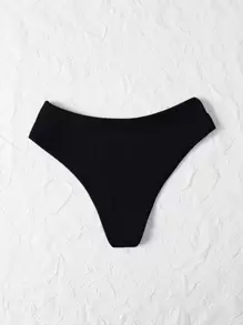 Swim Basics Summer Beach Rib Bikini Panty - Black - View 2