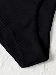 Swim Basics Summer Beach Rib Bikini Panty - Black - View 3
