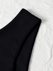 Swim Basics Summer Beach Rib Bikini Panty - Black - View 5