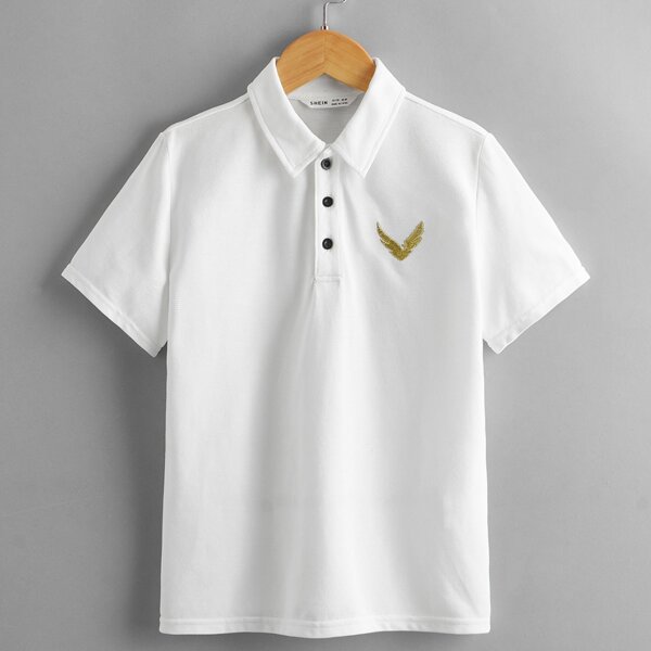 

Boys Embroidery Detail Polo Shirt, White