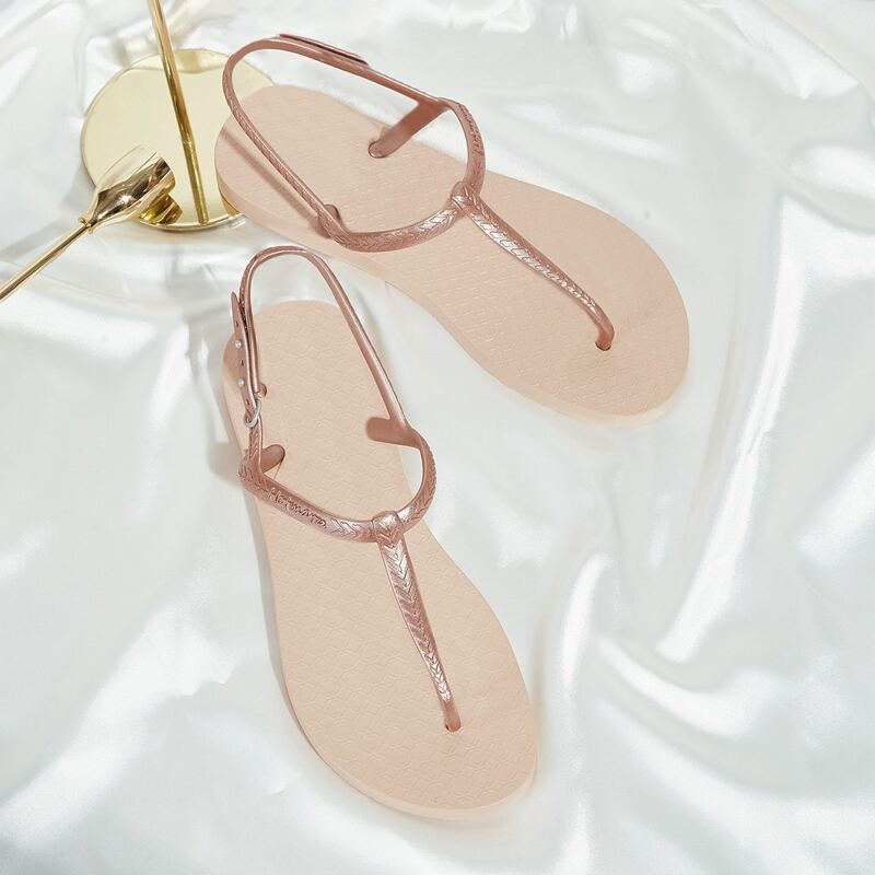

Letter Embossed Thong Sandals, Pink