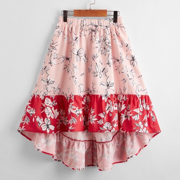 

Girls Floral High Low Ruffle Hem Skirt, Multicolor