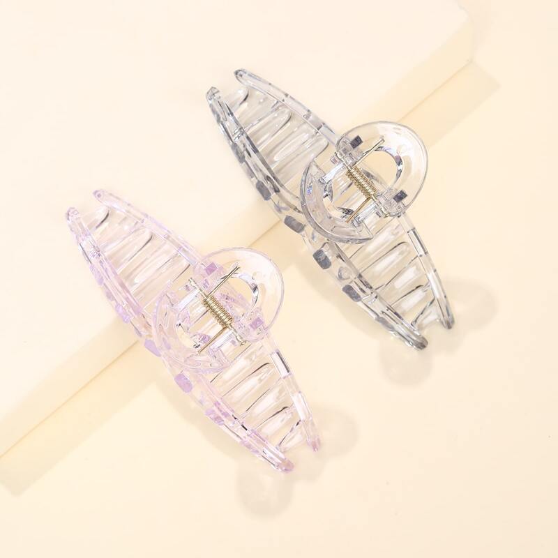 

2pcs Solid Hair Claw, Multicolor