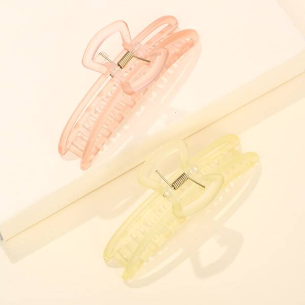 

2pcs Solid Hair Claw, Multicolor