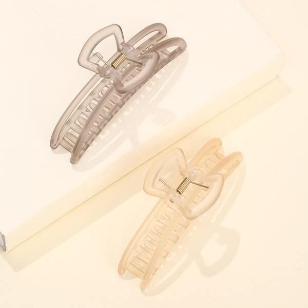 

2pcs Solid Hair Claw, Multicolor