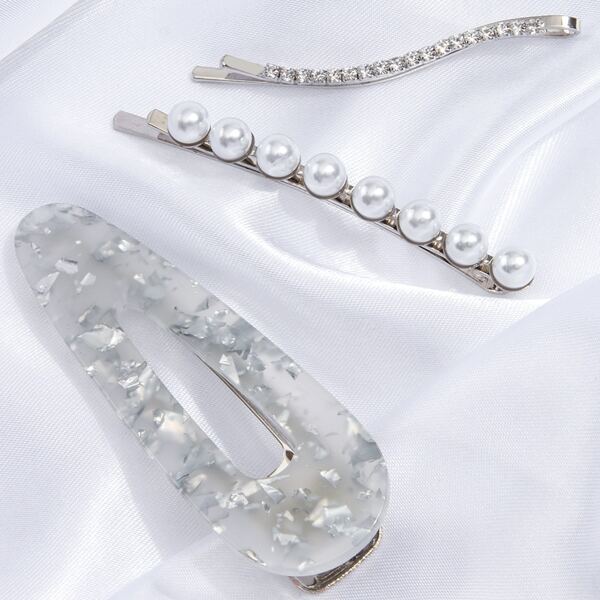 

3pcs Faux Pearl Decor Hair Clip, Multicolor