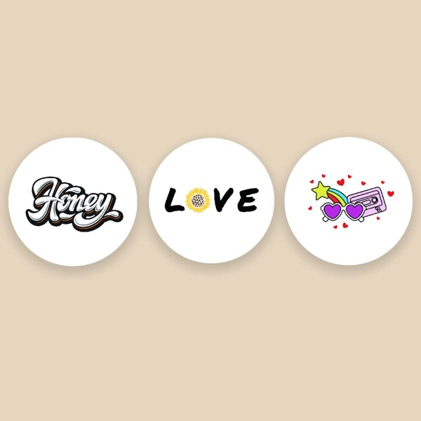 

3pcs Letter Graphic Round Brooch, Multicolor