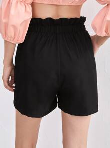 SHEIN Unity Quần short Túi màu trơn Giải trí - màu đen - Xem 2