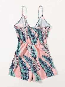 Soleia Wrap Detail Tropical Print Cami Romper - Multicolor - View 2