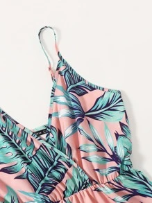 Soleia Wrap Detail Tropical Print Cami Romper - Multicolor - View 4