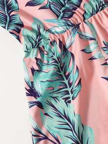 Soleia Wrap Detail Tropical Print Cami Romper - Multicolor - View 5