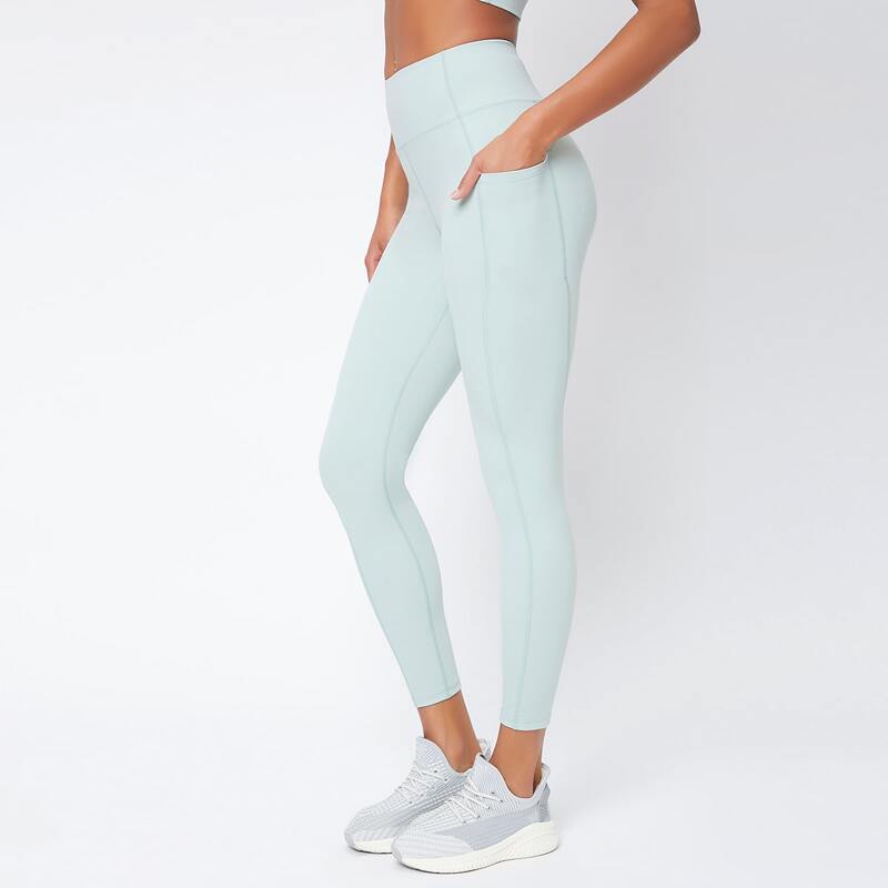 

Wideband Waist Sports Leggings With Phone Pocket, Mint green