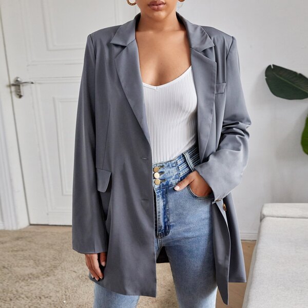 

Flap Detail Single Breasted Blazer, Grey