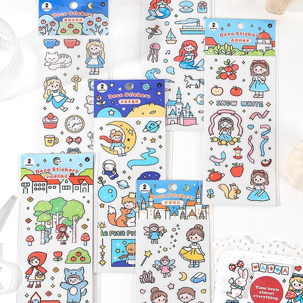 

2sheets Cartoon Graphic Random Sticker, Multicolor