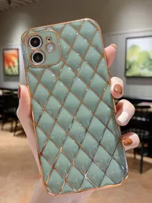 Grid Contrast Frame Phone Case - Green - View 1