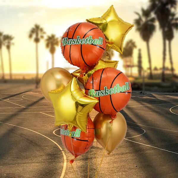 

10pcs Basketball Balloon Set, Multicolor