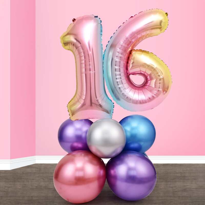 

12pcs 16th Birthday Balloon Set, Multicolor