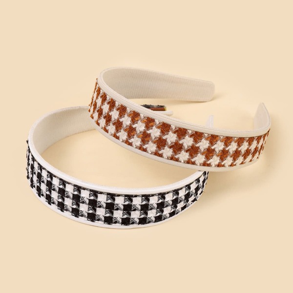 

2pcs Houndstooth Pattern Headband, Multicolor