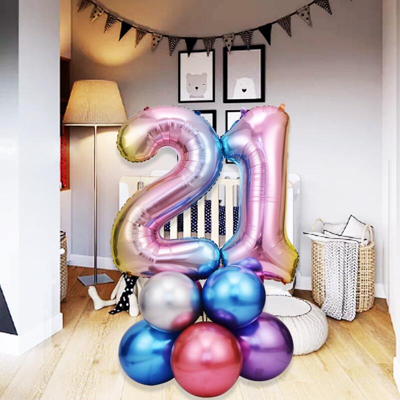 

12pcs 21st Birthday Balloon Set, Multicolor