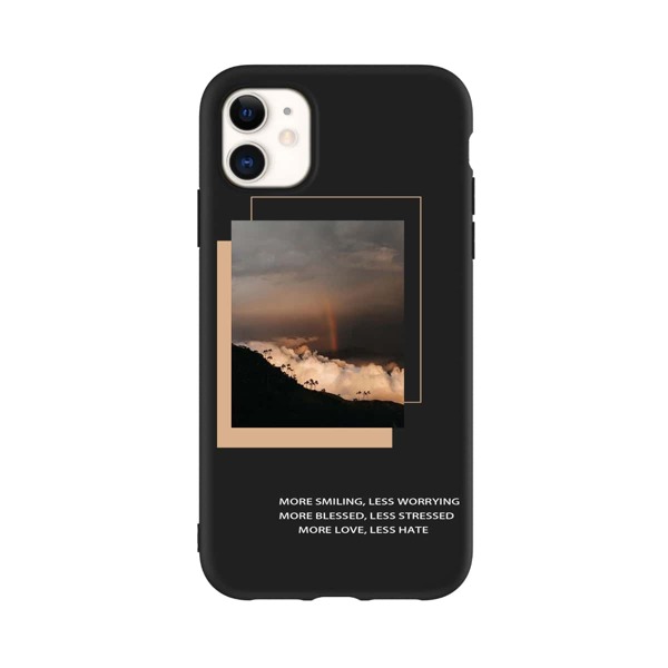 

Landscape & Slogan Graphic Phone Case, Black