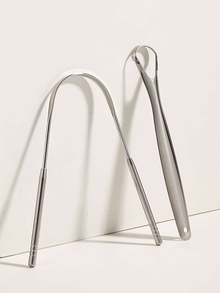 2pcs Tongue Cleaner Set - Silver - View 1