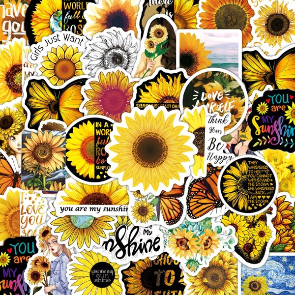 

100pcs Sunflower Pattern Sticker, Multicolor