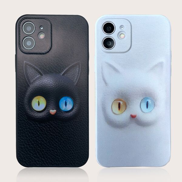 

2pack Cat Print Phone Case, Black and white