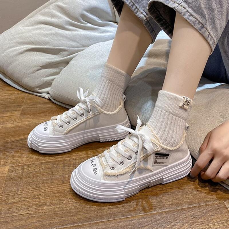 

Tassel Trim Lace-up Canvas Sneakers, White
