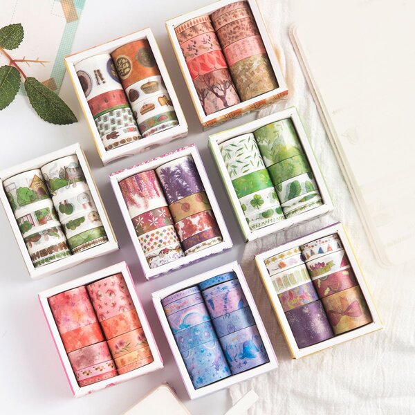

10rolls Mixed Pattern Random Decorative Tape, Multicolor