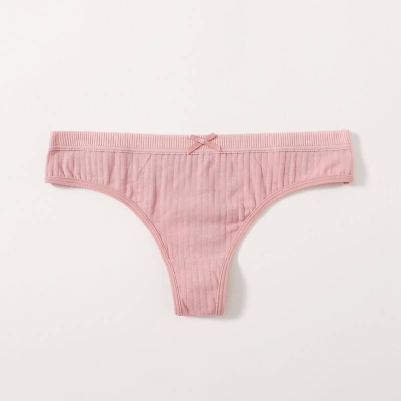 

Solid Bow Decor Panty, Pink
