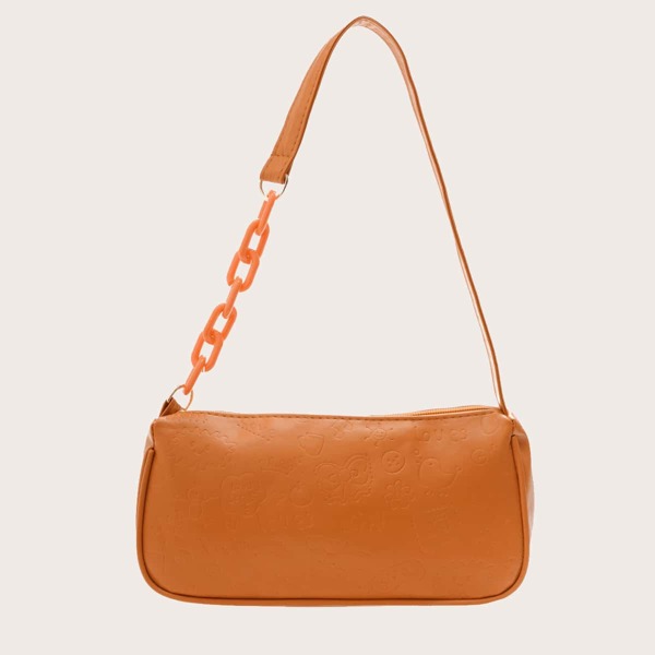 

Cartoon Embossed Baguette Bag, Orange