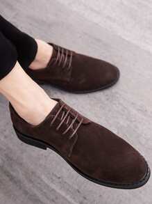 Men Suedette Dress Shoes - Brown - View 1