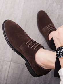 Men Suedette Dress Shoes - Brown - View 3
