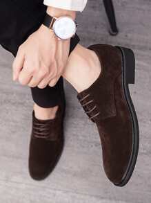 Men Suedette Dress Shoes - Brown - View 4