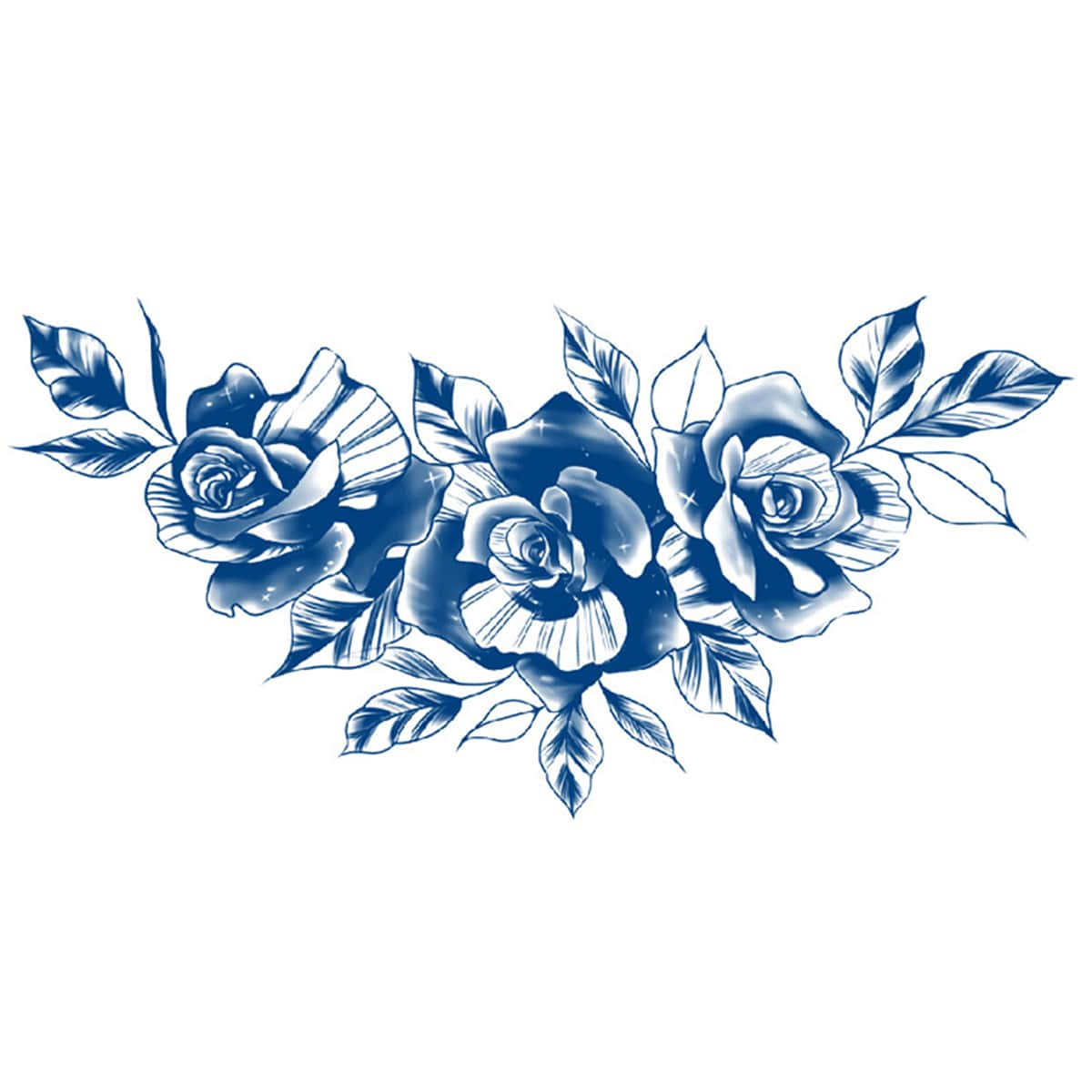 

1pc Floral Tattoo Sticker, Blue