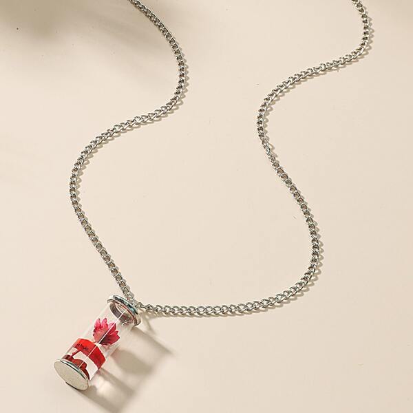 

Flower In The Bottle Charm Necklace, Red