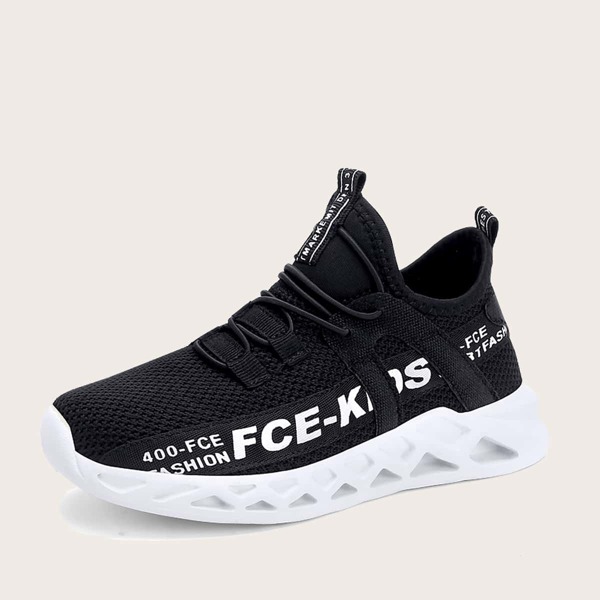 

Boys Letter Graphic Lace Up Sneakers, Black