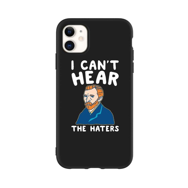 

Figure & Slogan Graphic Phone Case, Black