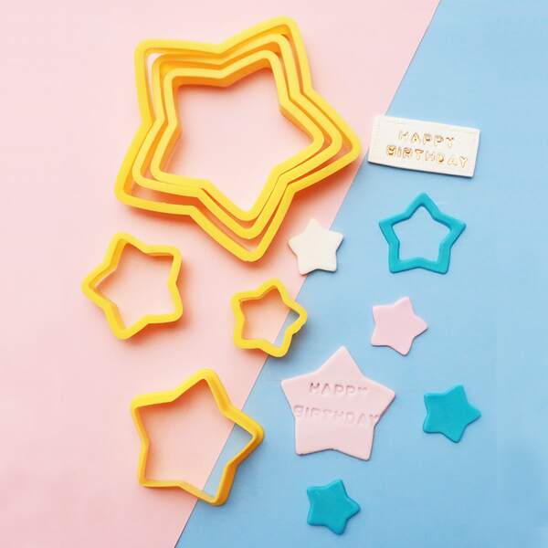 

6pcs Star Shaped Biscuit Mold, Yellow