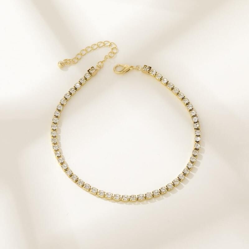 

Rhinestone Charm Anklet, Gold