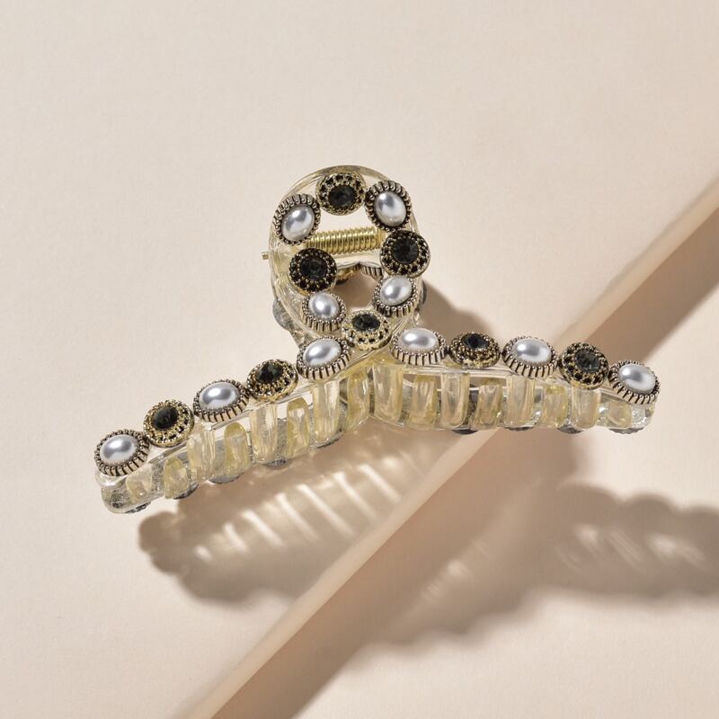 

1pc Faux Pearl Decor Hair Claw, Multicolor