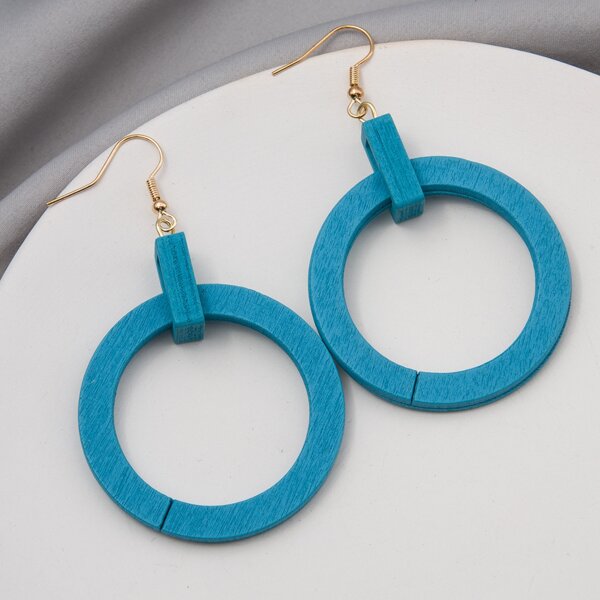

Circle Design Earrings, Blue